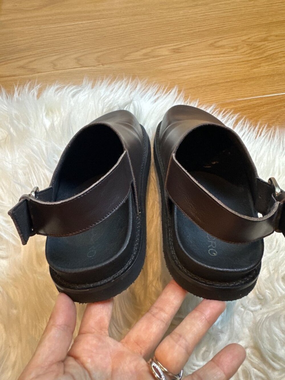 Pilcro Leather Mule Clogs Brown Size 36 Slip-On Back Strap Minimalist Boho - Picture 4 of 10